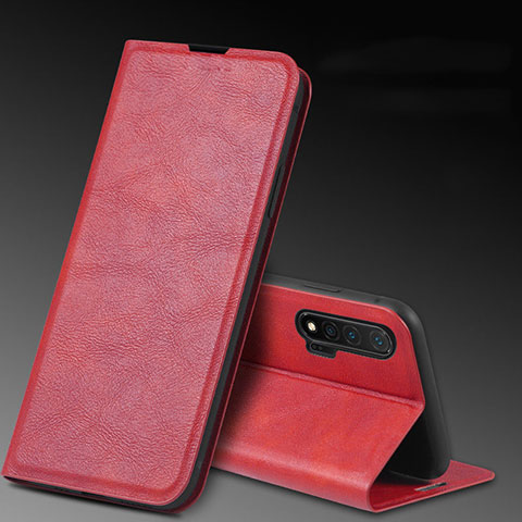 Coque Portefeuille Livre Cuir Etui Clapet L03 pour Huawei Nova 6 Rouge