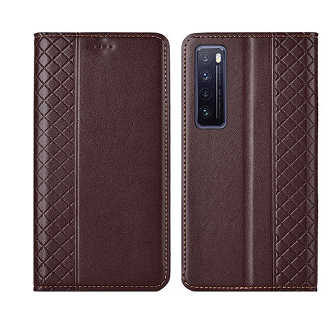 Coque Portefeuille Livre Cuir Etui Clapet L03 pour Huawei Nova 7 5G Marron