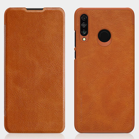 Coque Portefeuille Livre Cuir Etui Clapet L03 pour Huawei P30 Lite New Edition Marron