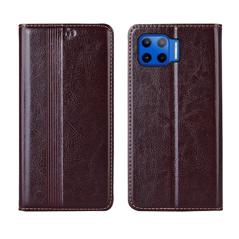 Coque Portefeuille Livre Cuir Etui Clapet L03 pour Motorola Moto G 5G Plus Marron