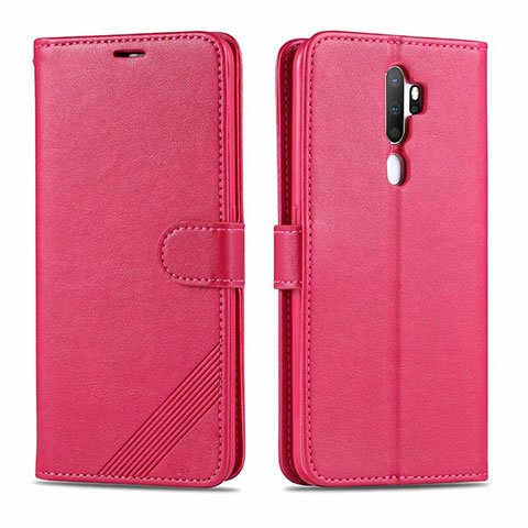 Coque Portefeuille Livre Cuir Etui Clapet L03 pour Oppo A5 (2020) Rose Rouge