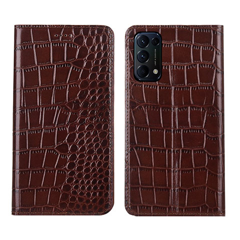 Coque Portefeuille Livre Cuir Etui Clapet L03 pour Oppo Reno5 5G Marron