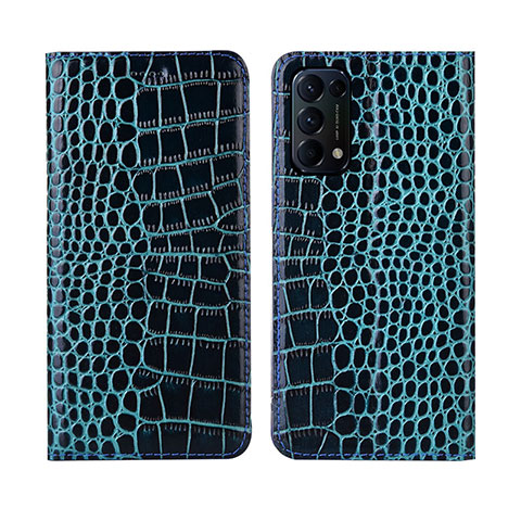 Coque Portefeuille Livre Cuir Etui Clapet L03 pour Oppo Reno5 Pro 5G Bleu