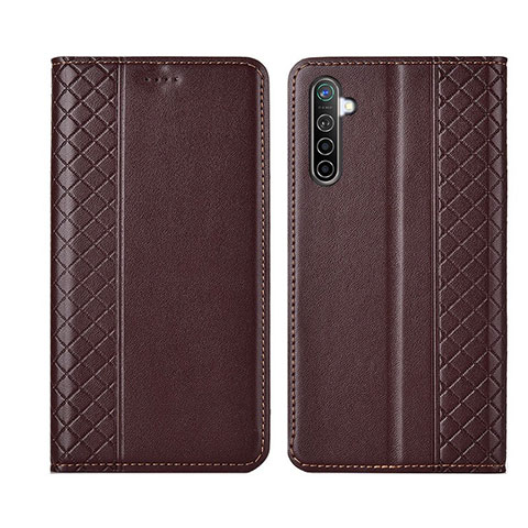 Coque Portefeuille Livre Cuir Etui Clapet L03 pour Realme X2 Marron