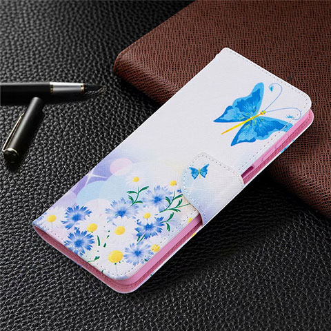 Coque Portefeuille Livre Cuir Etui Clapet L03 pour Samsung Galaxy F12 Bleu Clair