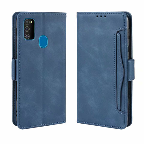 Coque Portefeuille Livre Cuir Etui Clapet L03 pour Samsung Galaxy M21 Bleu