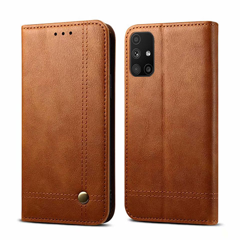 Coque Portefeuille Livre Cuir Etui Clapet L03 pour Samsung Galaxy M51 Brun Clair