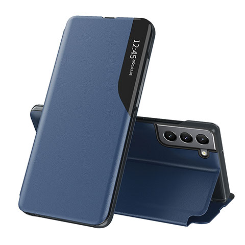 Coque Portefeuille Livre Cuir Etui Clapet L03 pour Samsung Galaxy S21 Plus 5G Bleu