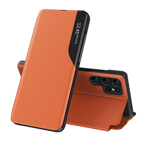 Coque Portefeuille Livre Cuir Etui Clapet L03 pour Samsung Galaxy S21 Ultra 5G Orange