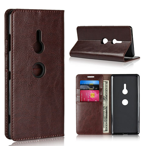 Coque Portefeuille Livre Cuir Etui Clapet L03 pour Sony Xperia XZ3 Marron