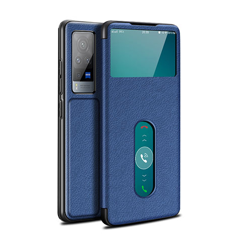 Coque Portefeuille Livre Cuir Etui Clapet L03 pour Vivo X60 Pro 5G Bleu