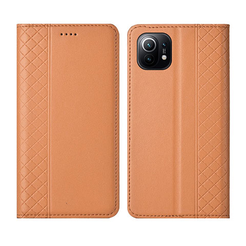 Coque Portefeuille Livre Cuir Etui Clapet L03 pour Xiaomi Mi 11 Lite 5G Orange
