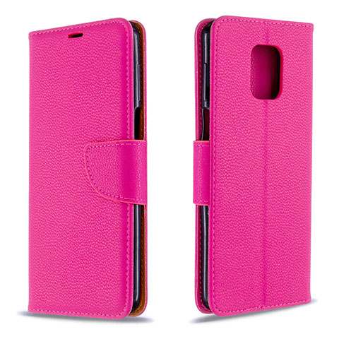 Coque Portefeuille Livre Cuir Etui Clapet L03 pour Xiaomi Redmi Note 9 Pro Max Rose Rouge