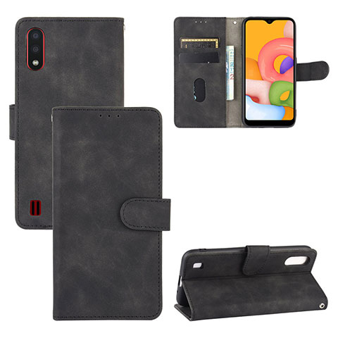 Coque Portefeuille Livre Cuir Etui Clapet L03Z pour Samsung Galaxy A01 SM-A015 Noir