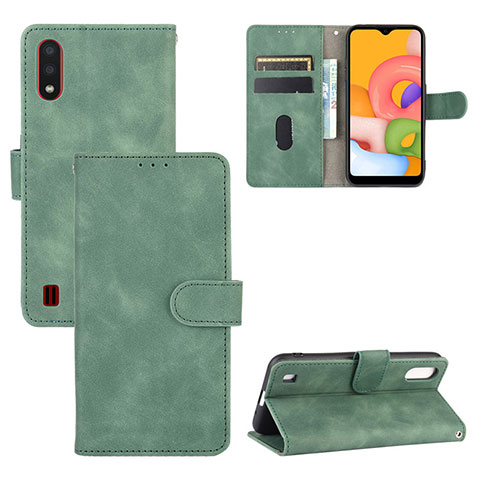 Coque Portefeuille Livre Cuir Etui Clapet L03Z pour Samsung Galaxy A01 SM-A015 Vert