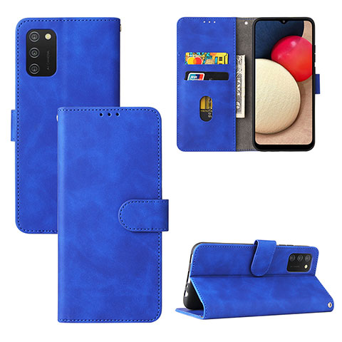 Coque Portefeuille Livre Cuir Etui Clapet L03Z pour Samsung Galaxy A02s Bleu