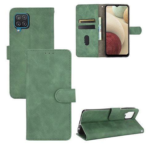 Coque Portefeuille Livre Cuir Etui Clapet L03Z pour Samsung Galaxy A12 Vert