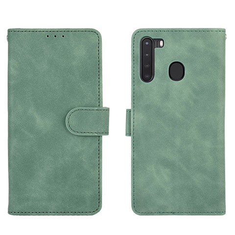 Coque Portefeuille Livre Cuir Etui Clapet L03Z pour Samsung Galaxy A21 Vert