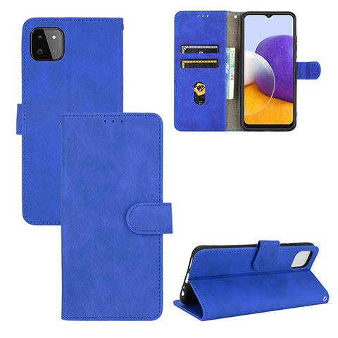 Coque Portefeuille Livre Cuir Etui Clapet L03Z pour Samsung Galaxy A22s 5G Bleu