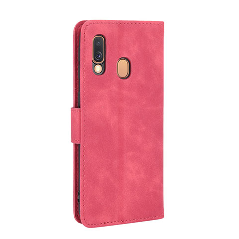 Coque Portefeuille Livre Cuir Etui Clapet L03Z pour Samsung Galaxy A40 Rose Rouge