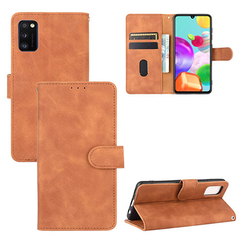 Coque Portefeuille Livre Cuir Etui Clapet L03Z pour Samsung Galaxy A41 Marron