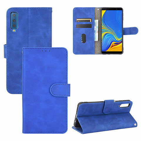 Coque Portefeuille Livre Cuir Etui Clapet L03Z pour Samsung Galaxy A7 (2018) A750 Bleu