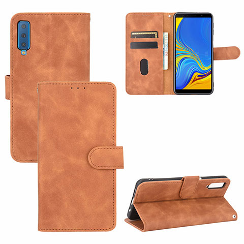 Coque Portefeuille Livre Cuir Etui Clapet L03Z pour Samsung Galaxy A7 (2018) A750 Marron