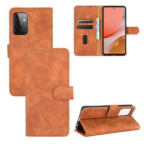 Coque Portefeuille Livre Cuir Etui Clapet L03Z pour Samsung Galaxy A72 4G Marron