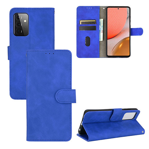 Coque Portefeuille Livre Cuir Etui Clapet L03Z pour Samsung Galaxy A72 5G Bleu