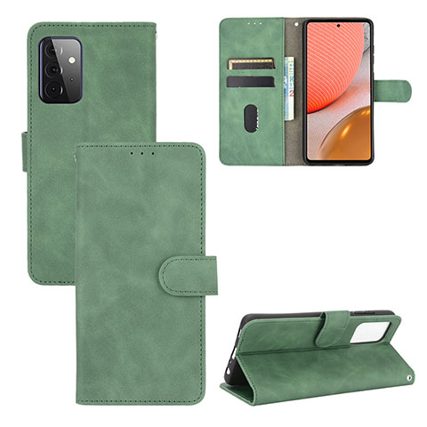 Coque Portefeuille Livre Cuir Etui Clapet L03Z pour Samsung Galaxy A72 5G Vert