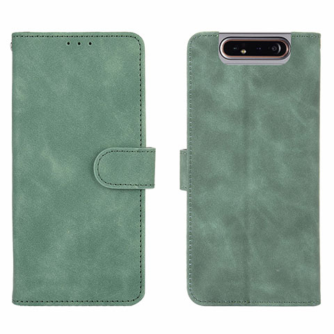 Coque Portefeuille Livre Cuir Etui Clapet L03Z pour Samsung Galaxy A80 Vert