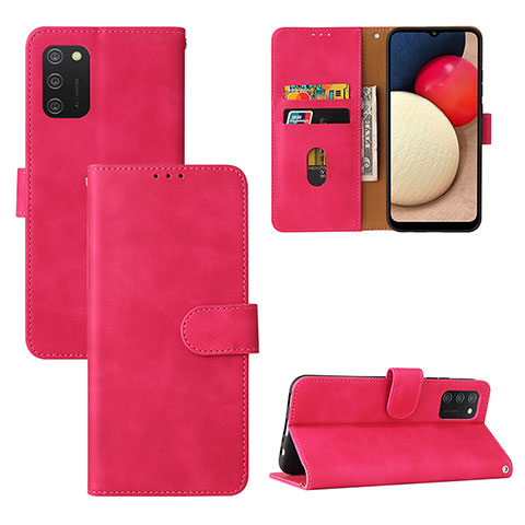 Coque Portefeuille Livre Cuir Etui Clapet L03Z pour Samsung Galaxy F02S SM-E025F Rose Rouge