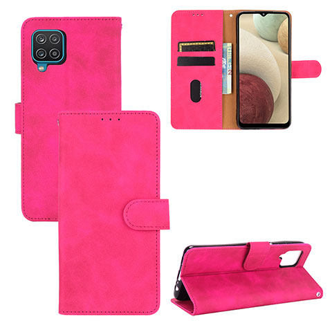 Coque Portefeuille Livre Cuir Etui Clapet L03Z pour Samsung Galaxy M12 Rose Rouge