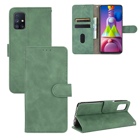 Coque Portefeuille Livre Cuir Etui Clapet L03Z pour Samsung Galaxy M51 Vert