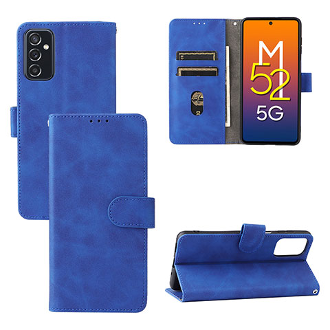 Coque Portefeuille Livre Cuir Etui Clapet L03Z pour Samsung Galaxy M52 5G Bleu