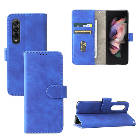 Coque Portefeuille Livre Cuir Etui Clapet L03Z pour Samsung Galaxy Z Fold4 5G Bleu