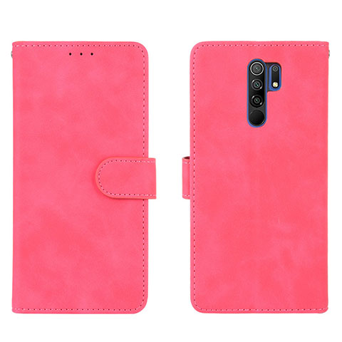 Coque Portefeuille Livre Cuir Etui Clapet L03Z pour Xiaomi Redmi 9 Prime India Rose Rouge