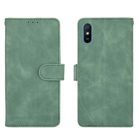 Coque Portefeuille Livre Cuir Etui Clapet L03Z pour Xiaomi Redmi 9A Vert