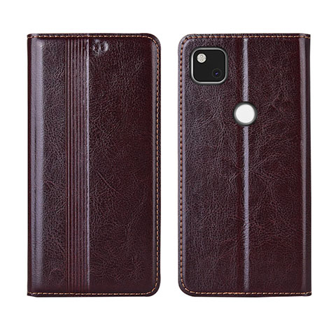 Coque Portefeuille Livre Cuir Etui Clapet L04 pour Google Pixel 4a Marron