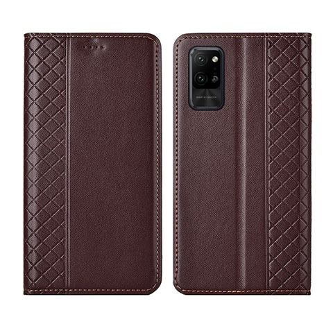 Coque Portefeuille Livre Cuir Etui Clapet L04 pour Huawei Honor Play4 Pro 5G Marron