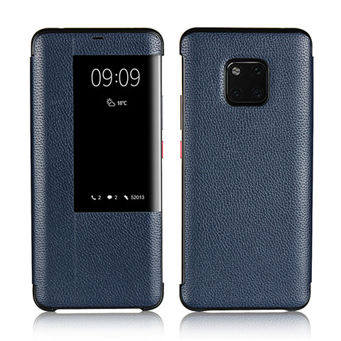 Coque Portefeuille Livre Cuir Etui Clapet L04 pour Huawei Mate 20 Pro Bleu