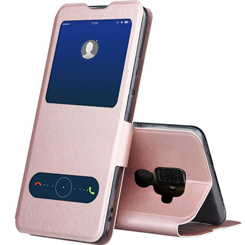 Coque Portefeuille Livre Cuir Etui Clapet L04 pour Huawei Nova 5i Pro Or Rose