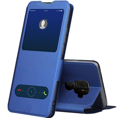 Coque Portefeuille Livre Cuir Etui Clapet L04 pour Huawei Nova 5z Bleu