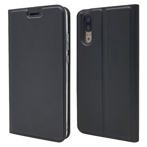 Coque Portefeuille Livre Cuir Etui Clapet L04 pour Huawei P20 Noir