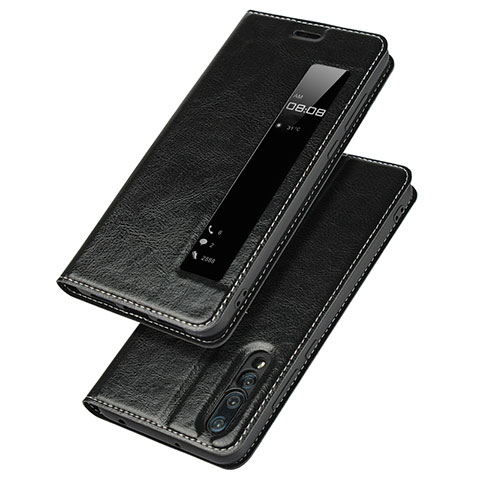 Coque Portefeuille Livre Cuir Etui Clapet L04 pour Huawei P20 Pro Gris Fonce