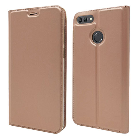 Coque Portefeuille Livre Cuir Etui Clapet L04 pour Huawei Y9 (2018) Or Rose