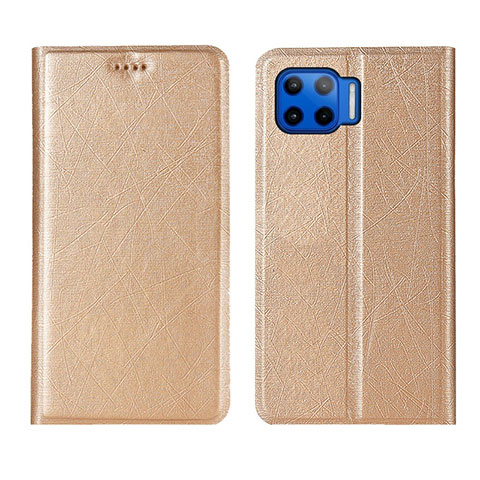 Coque Portefeuille Livre Cuir Etui Clapet L04 pour Motorola Moto G 5G Plus Or