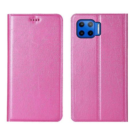 Coque Portefeuille Livre Cuir Etui Clapet L04 pour Motorola Moto G 5G Plus Rose