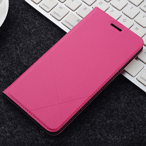 Coque Portefeuille Livre Cuir Etui Clapet L04 pour OnePlus 5T A5010 Rose Rouge