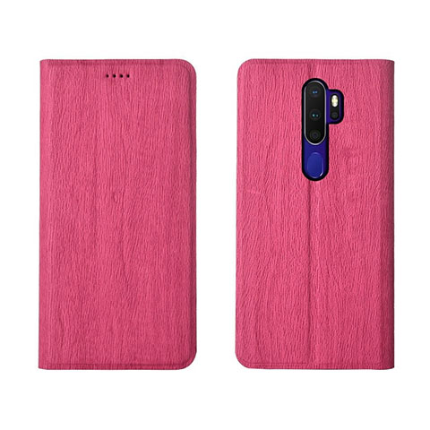 Coque Portefeuille Livre Cuir Etui Clapet L04 pour Oppo A11 Rose Rouge